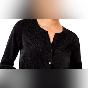 Lilly Pulitzer Hensley Top Blouse Leopard Jacquard Size XSmall Black